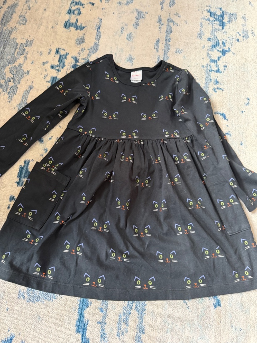 Hanna Andersson Black Long-Sleeve Cat Face Print Dress - Picture 6 of 7